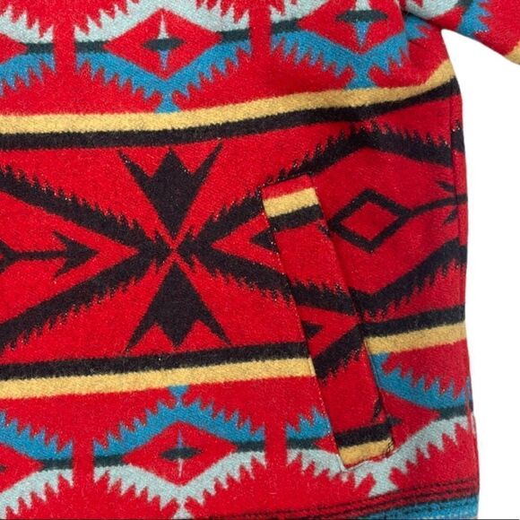 Pendleton Southwestern Navaho Red Wool Suede Collar Zip Jacket Coat Size Small - Picture 5 of 9